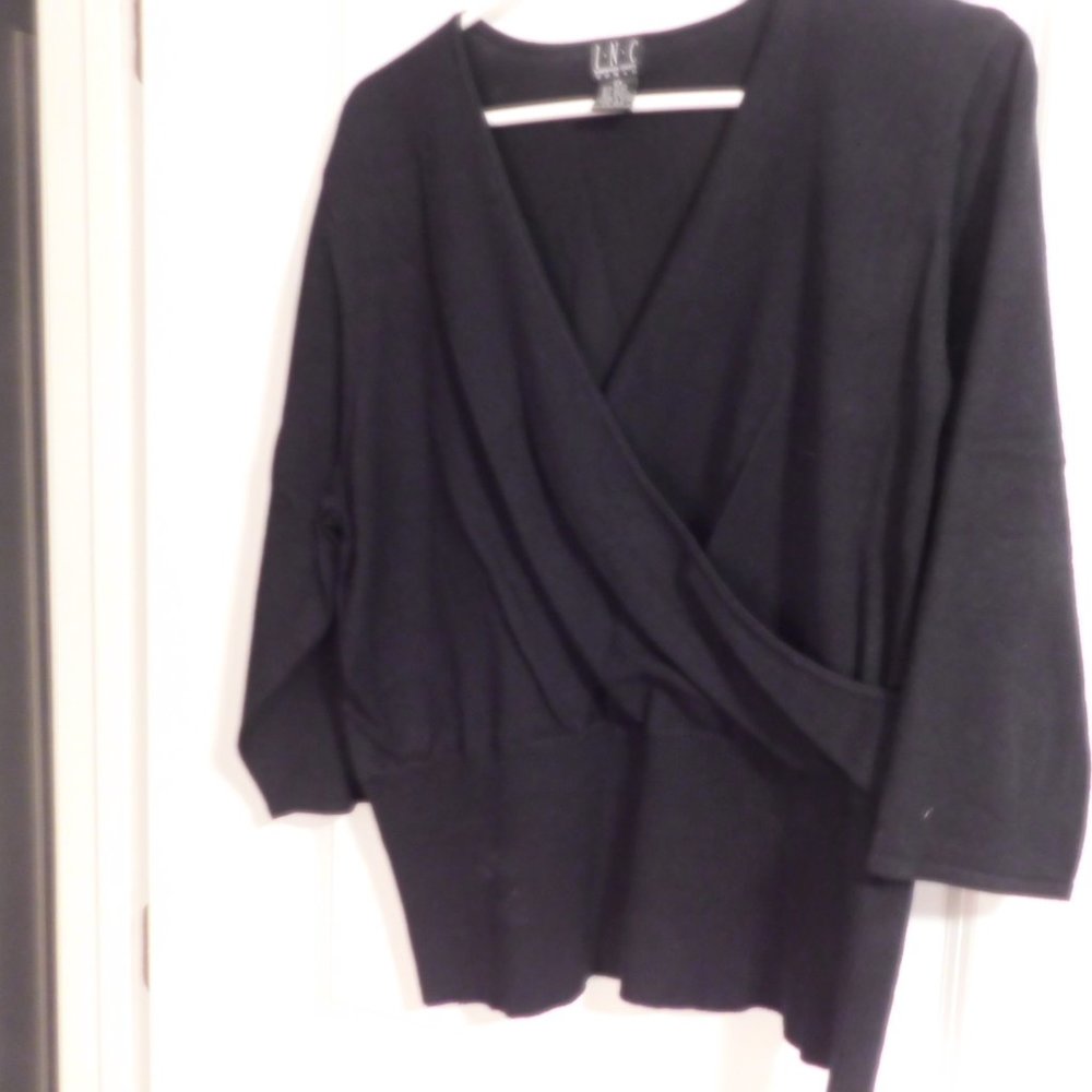 INC International Concepts - Woman  2X Cross Over Sweater Black